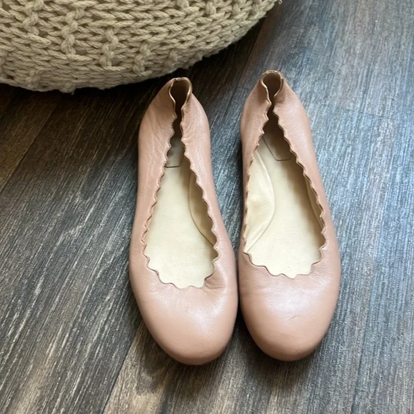 Chloe Lauren scalloped leather ballet flats